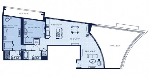 Floor plan for 2 beds, 2 baths, 1416 sqft